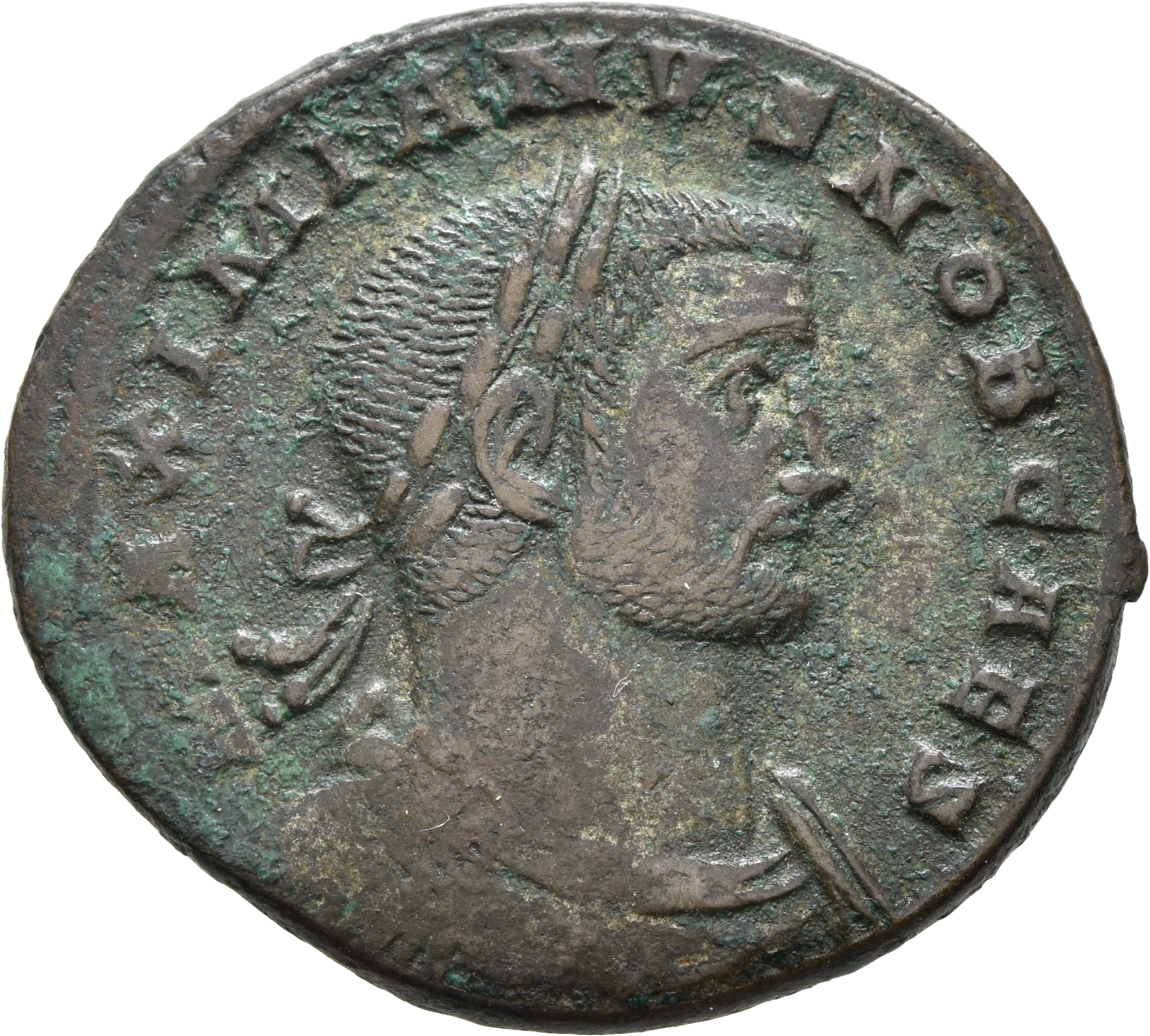 RIC VI Treveri 358b Maximian obverse, Bust of Galerius, laureate, cuirassed, right
