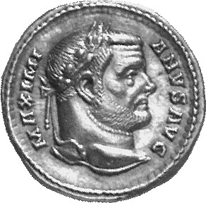 RIC VI Treveri 40 Maximian obverse, Head of Maximian, laureate, right