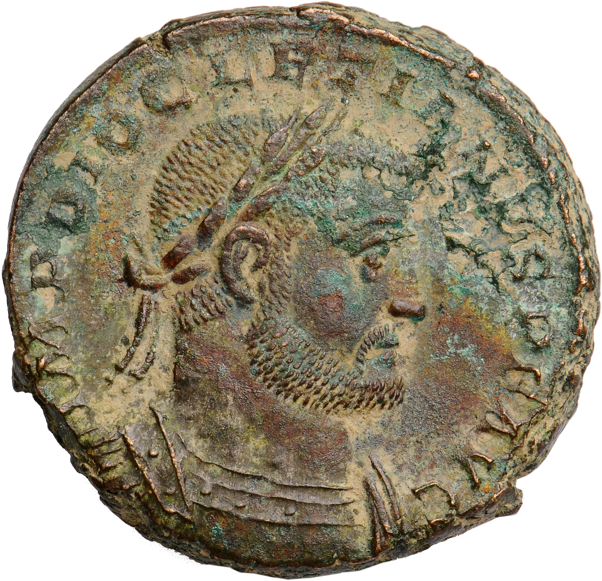 RIC VI Treveri 462a Maximian obverse, Bust of Diocletian, laureate, cuirassed, right