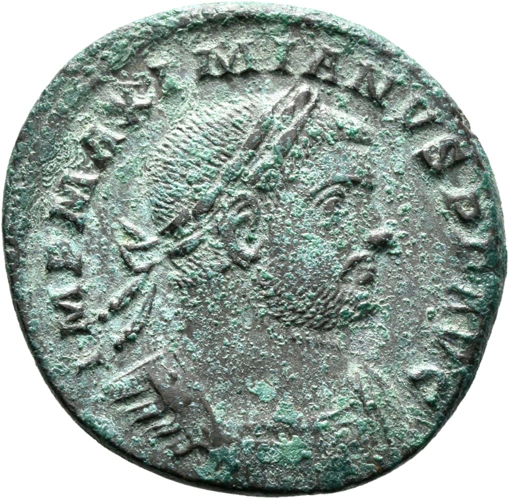 RIC VI Treveri 462b Maximian obverse, Bust of Maximian, laureate, cuirassed, right