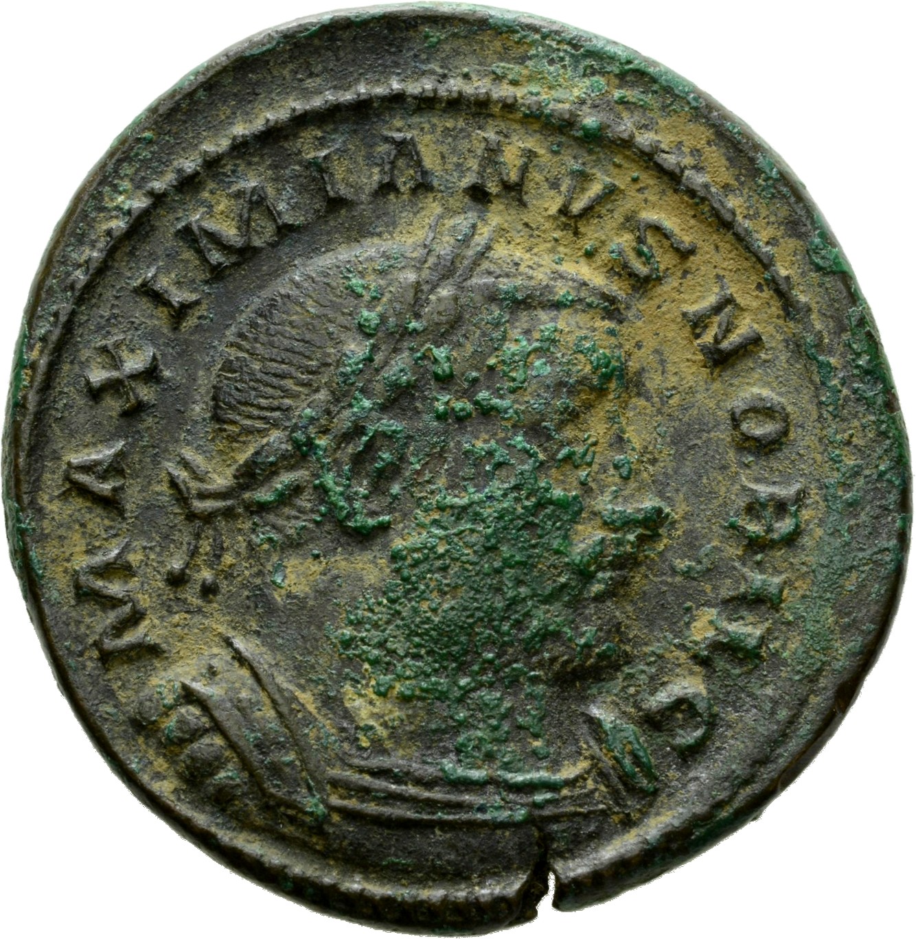 RIC VI Treveri 508b Maximian obverse, Bust of Galerius, laureate, cuirassed, right