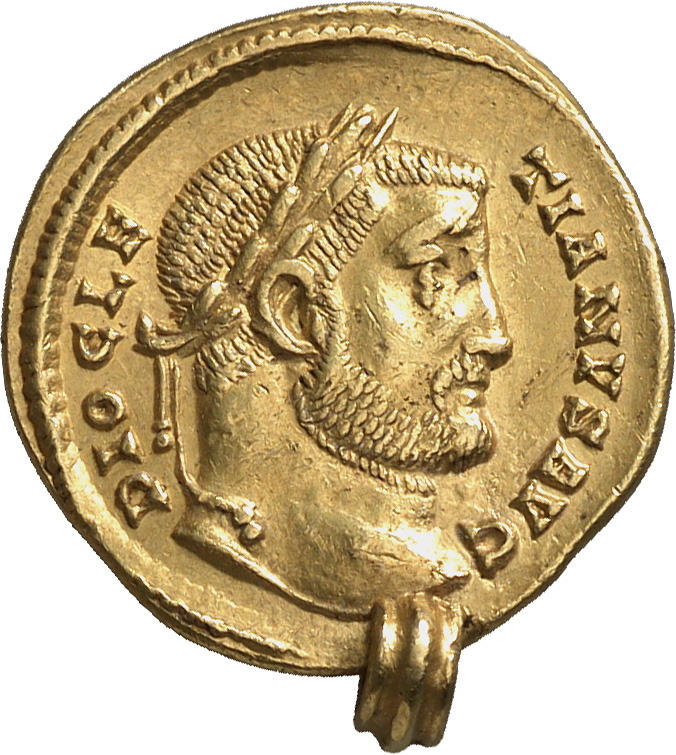 RIC VI Treveri 54 Maximian obverse, Head of Diocletian, laureate, right