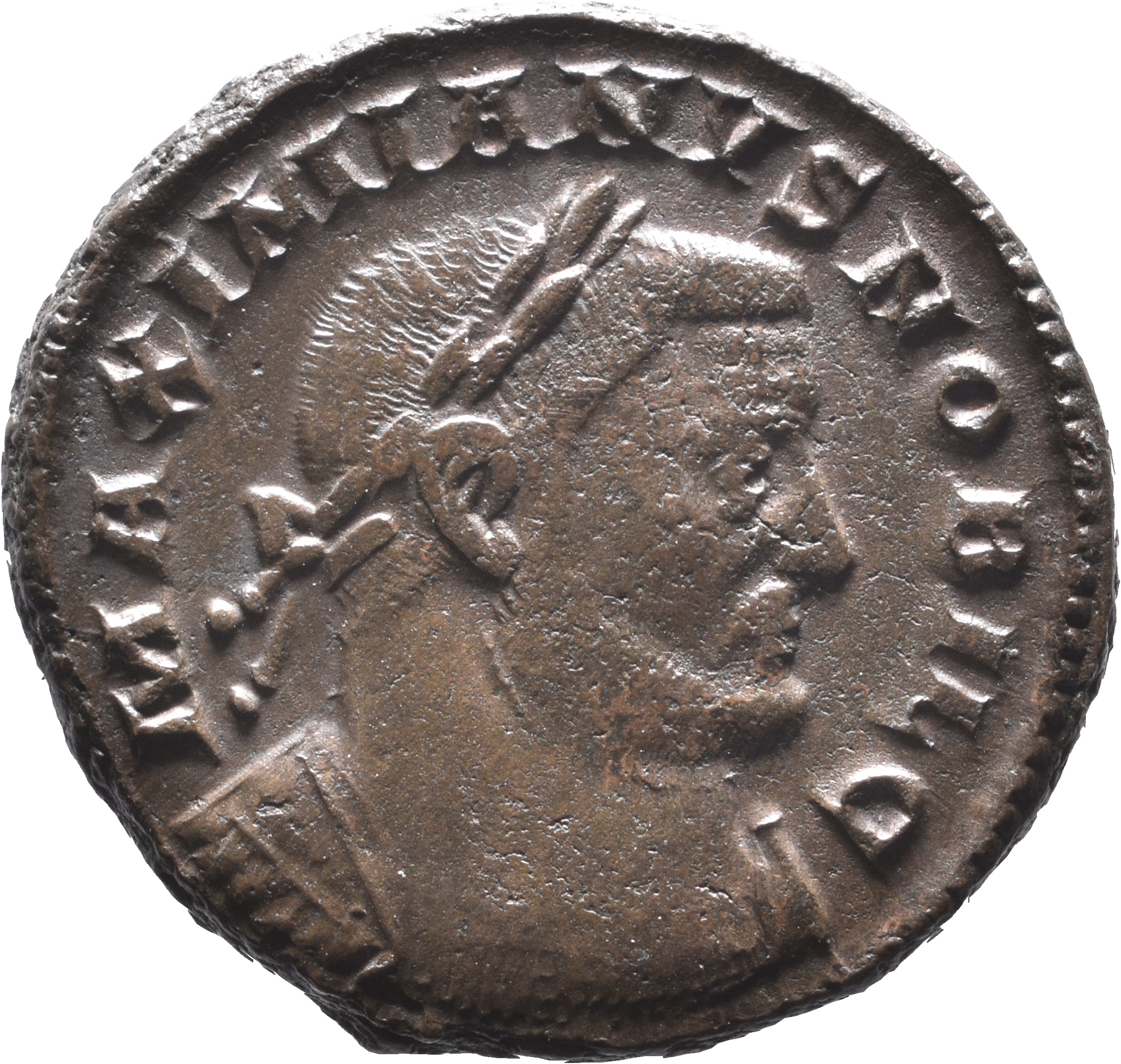 RIC VI Treveri 594b Maximian obverse, Bust of Galerius, laureate, cuirassed, right