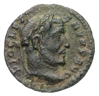 RIC VI Treveri 610a Maximian obverse, Head of Diocletian, laureate, right