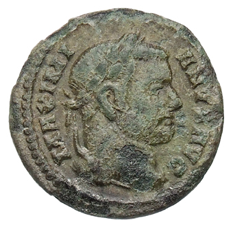 RIC VI Treveri 610b Maximian obverse, Head of Maximian, laureate, right