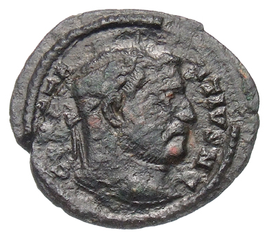 RIC VI Treveri 614a Maximian obverse, Head of Constantius Chlorus, laureate, right
