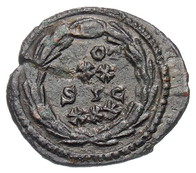 RIC VI Treveri 614a Maximian reverse, VOT / XX / SIC / XXX within a wreath