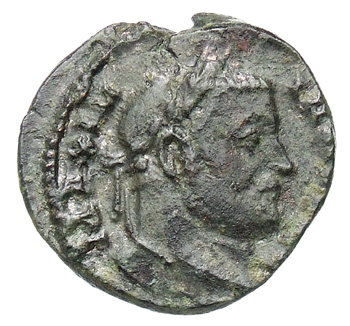 RIC VI Treveri 614b Maximian obverse, Head of Galerius, laureate, right