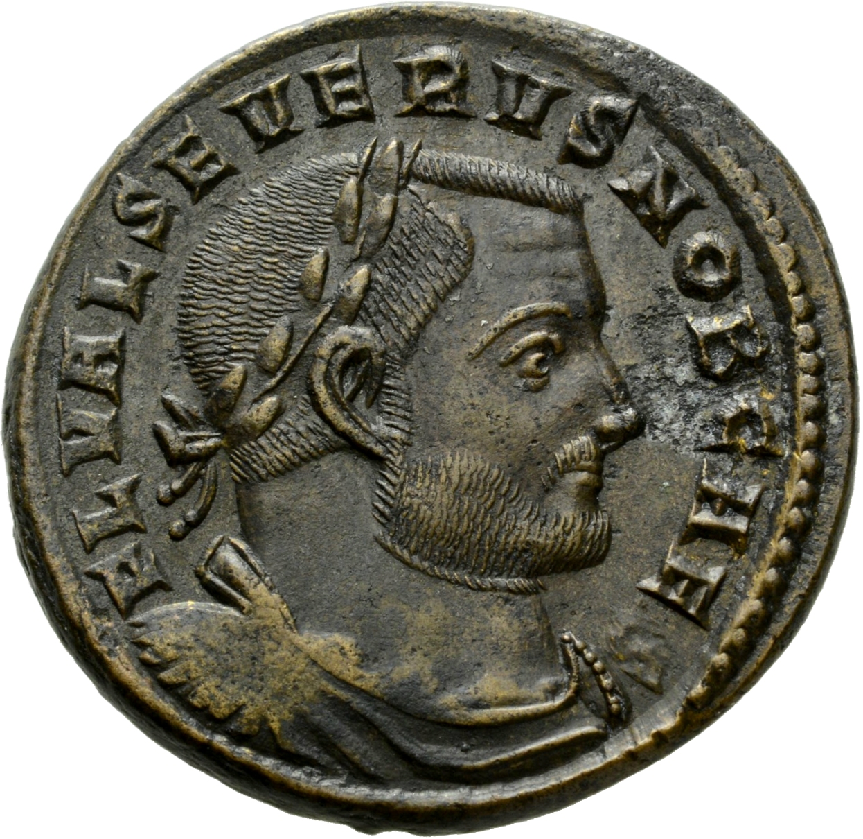 RIC VI Treveri 661a Constantius Chlorus obverse, Bust of Severus II, laureate, draped, cuirassed, right