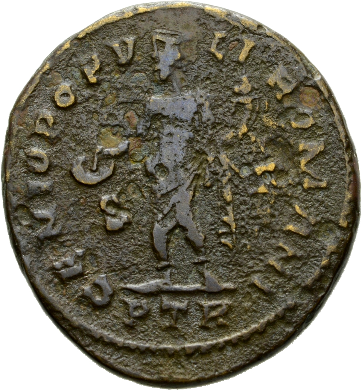 RIC VI Treveri 668b Constantius Chlorus reverse, Genius, turreted, nude, loins draped, standing left, holding patera in ri...