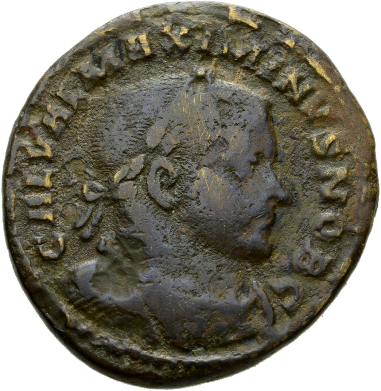 RIC VI Treveri 668b Constantius Chlorus obverse, Bust of Maximinus Daia, laureate, draped, cuirassed, right
