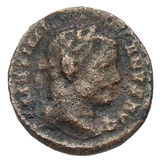 RIC VI Treveri 682b Constantius Chlorus obverse, Head of Galerius, laureate, right