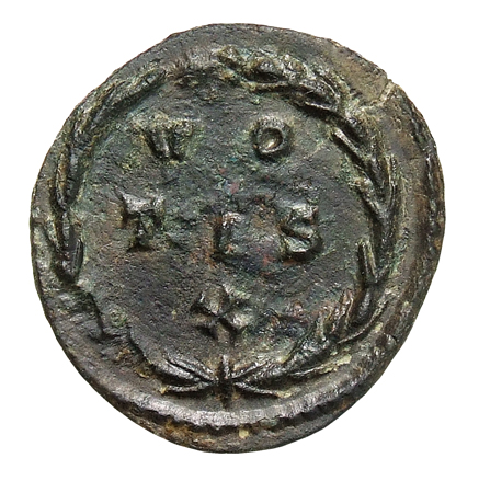 RIC VI Treveri 750 Constantine I reverse, VO/TIS / X within a wreath