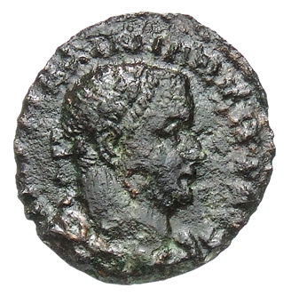 RIC VI Treveri 751 Constantine I obverse, Bust of Maximian, laureate, cuirassed, right