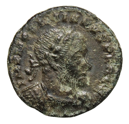 RIC VI Treveri 754 Constantine I obverse, Bust of Maximian, laureate, cuirassed, right