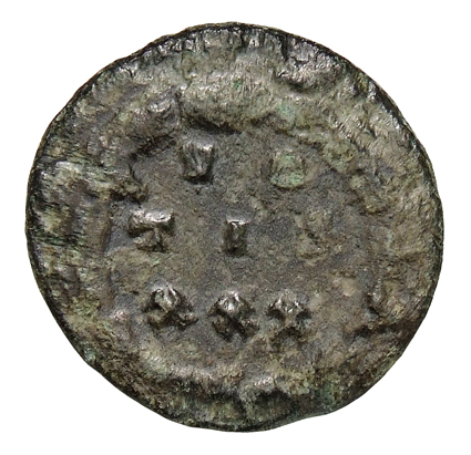 RIC VI Treveri 754 Constantine I reverse, VO/TIS / XXX within a wreath