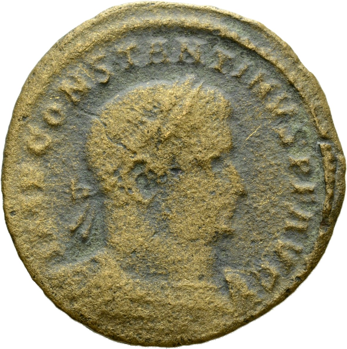 RIC VI Treveri 772a Constantine I obverse, Bust of Constantine I, laureate, cuirassed, right