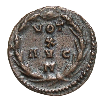 RIC VI Treveri 792 Constantine I reverse, VOT / X / AVG / N within a wreath