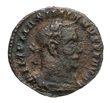RIC VI Treveri 793 Constantine I obverse, Bust of Maximian, laureate, cuirassed, right