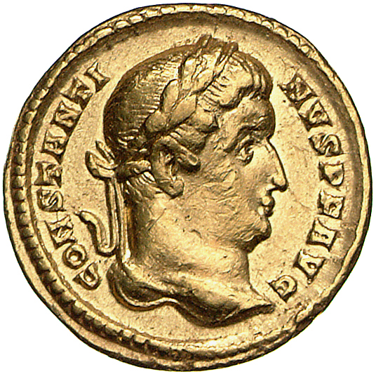 RIC VI Treveri 812 Constantine I obverse, Head of Constantine I, laureate, right