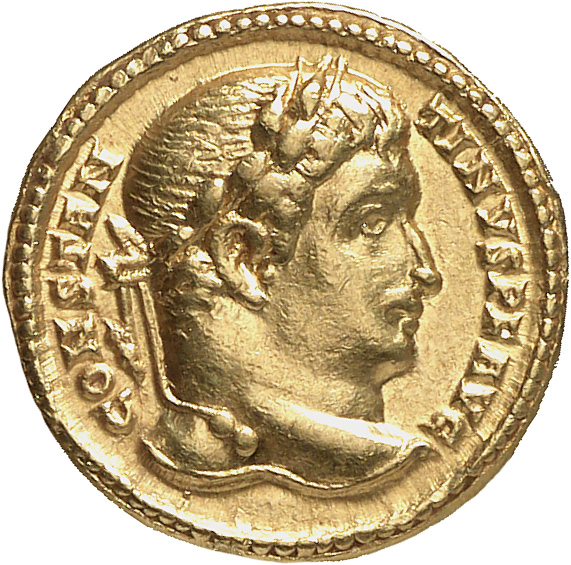 Constantine I obverse — Head of Constantine I, laureate, right