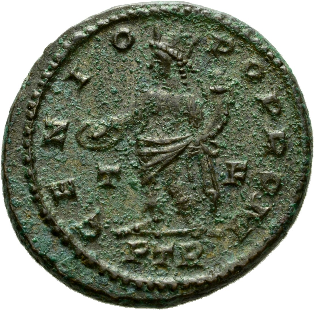 RIC VI Treveri 845a Constantine I reverse, Genius, turreted, nude, loins draped, standing left, holding patera in right ha...