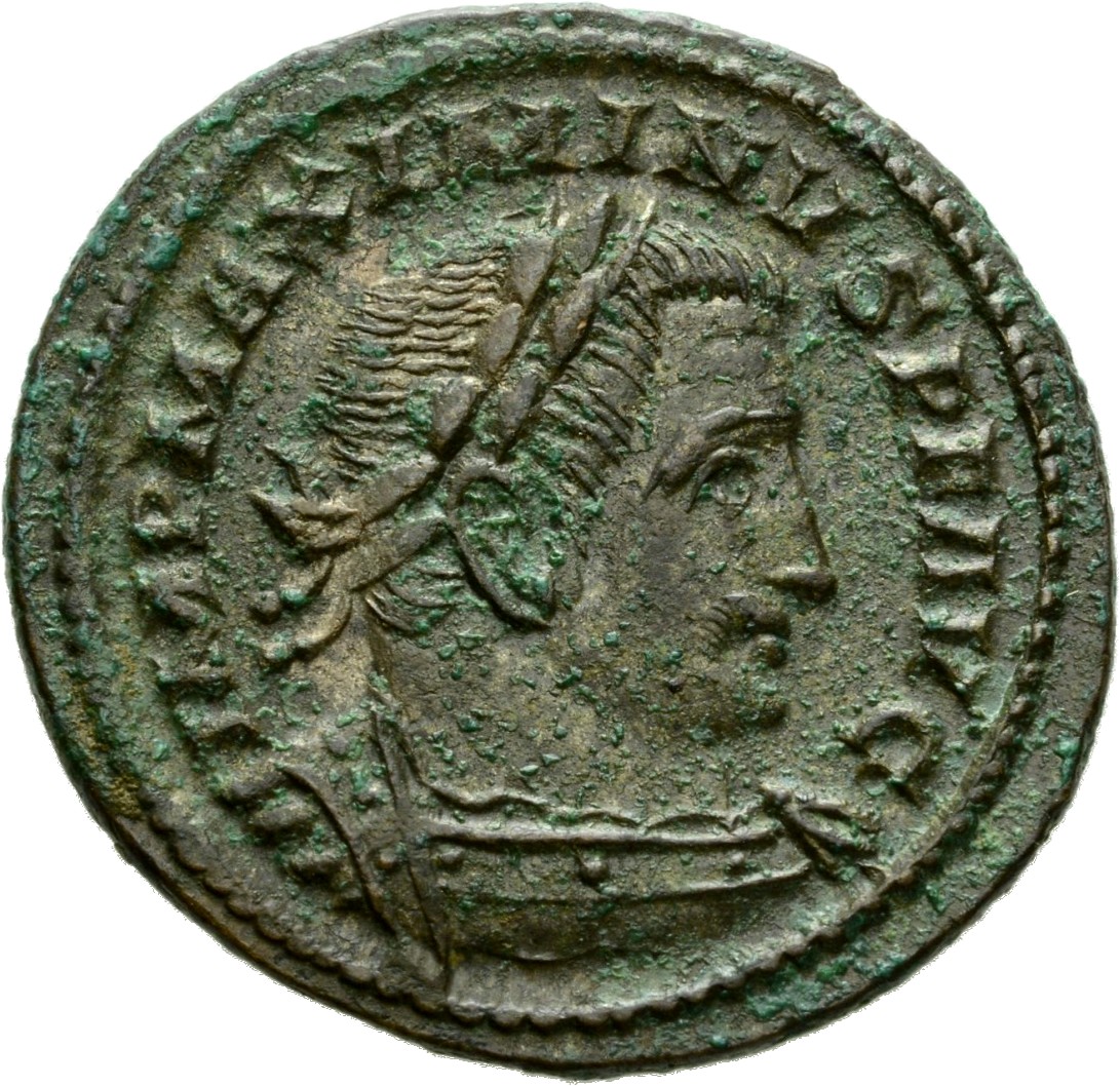 RIC VI Treveri 845a Constantine I obverse, Bust of Maximinus Daia, laureate, cuirassed, right
