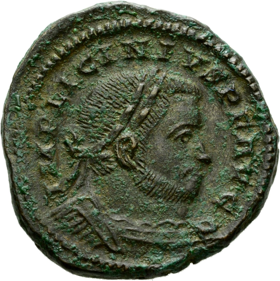 RIC VI Treveri 845b Constantine I obverse, Bust of Licinius, laureate, cuirassed, right