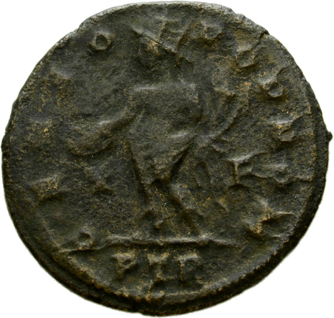 RIC VI Treveri 851a Constantine I reverse, Genius, turreted, nude, loins draped, standing left, holding patera in right ha...