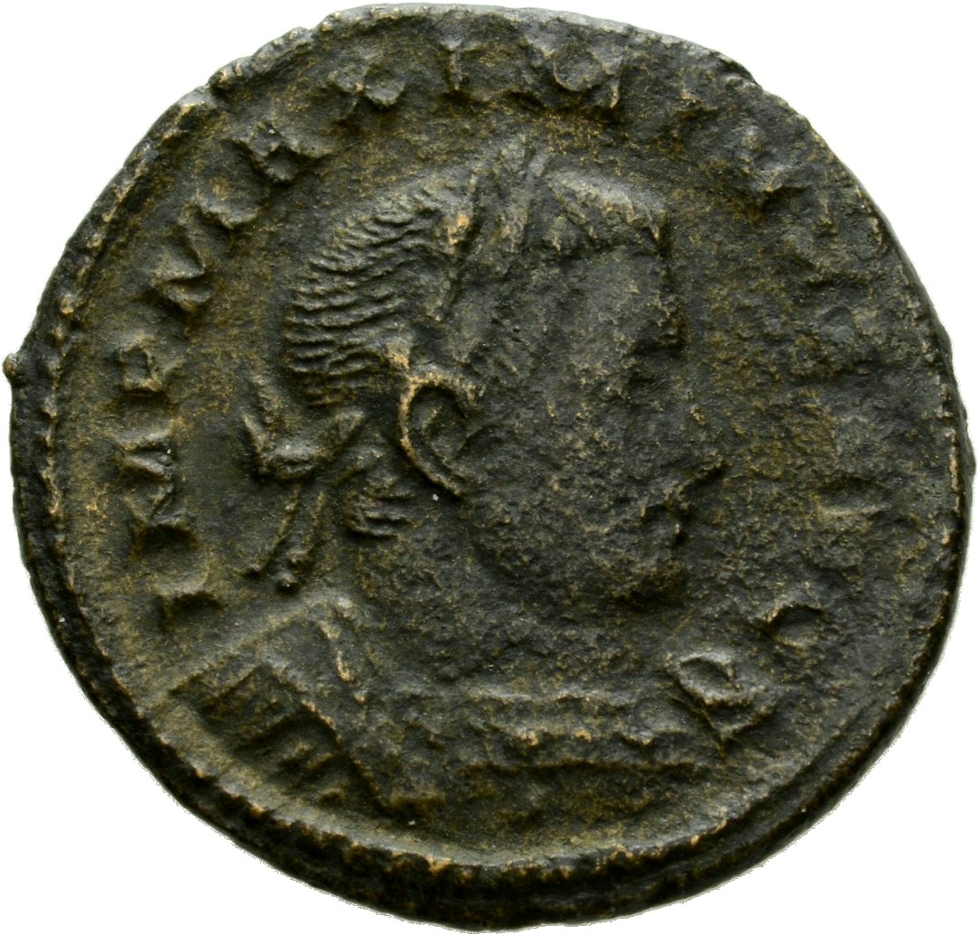 RIC VI Treveri 851a Constantine I obverse, Bust of Maximinus Daia, laureate, cuirassed, right