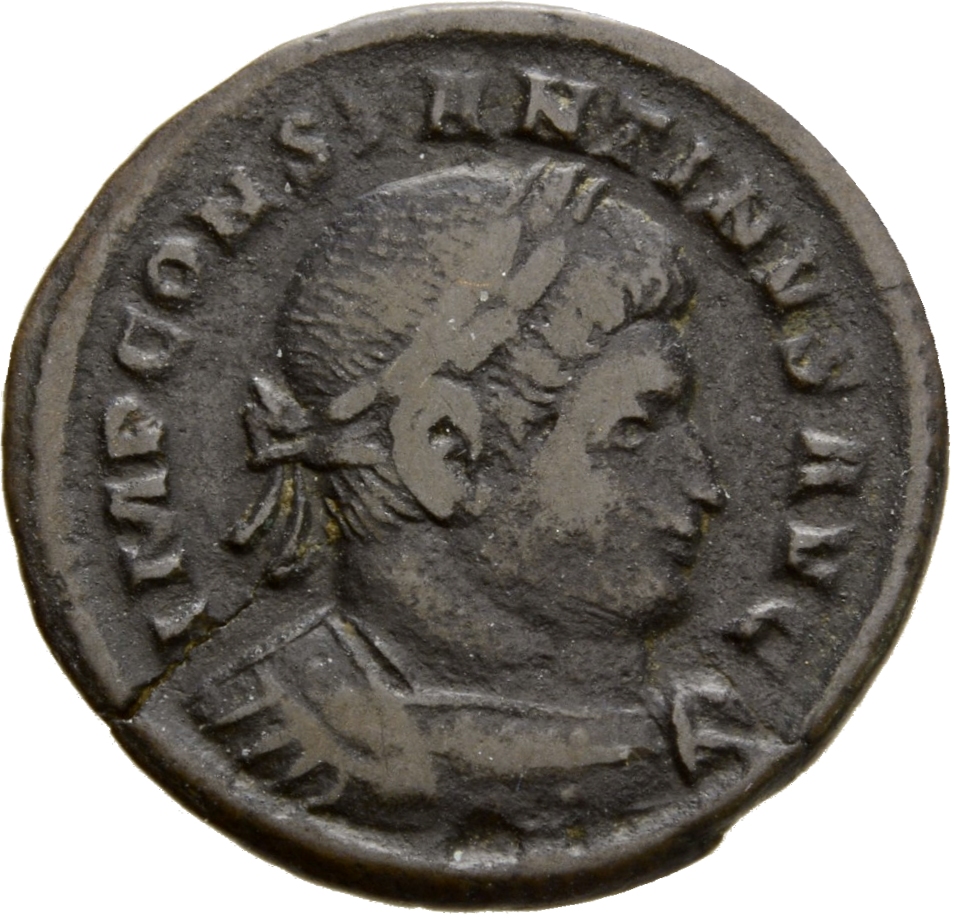 RIC VI Treveri 881 Constantine I obverse, Bust of Constantine I, laureate, cuirassed, right