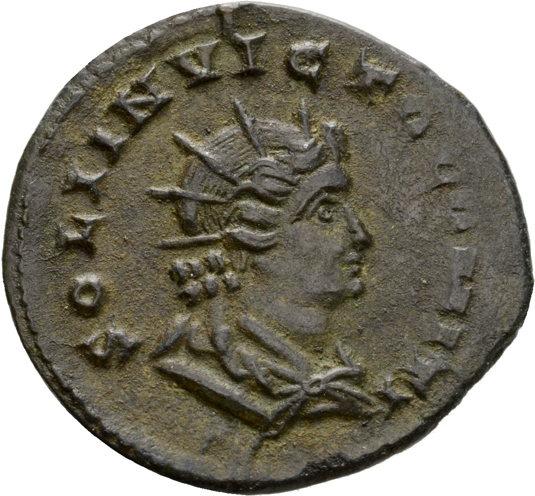 RIC VI Treveri 890 Constantine I reverse, Bust of Sol, radiate, draped, right seen from behind