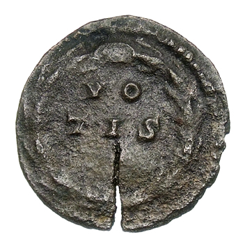 RIC VI Treveri 904 Constantine I reverse, VO/TIS / X within a wreath