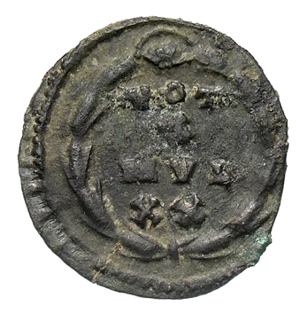RIC VI Treveri 911 Constantine I reverse, VOT / X / MVL / XX within a wreath