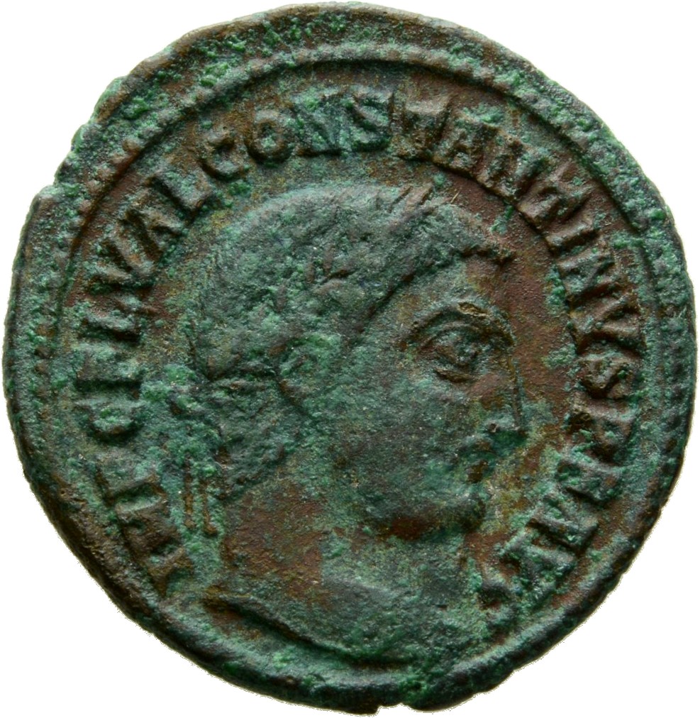 RIC VII Alexandria 13 Licinius obverse, Head of Constantine I, laureate, right