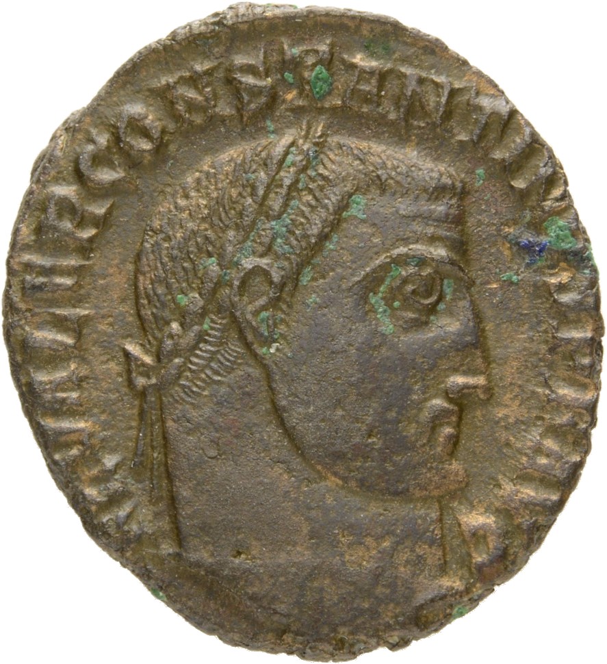 RIC VII Alexandria 2 Licinius obverse, Head of Constantine I, laureate, right