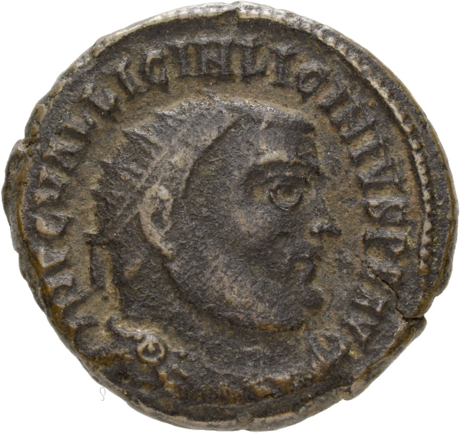 RIC VII Alexandria 28 Licinius obverse — Bust of Licinius, radiate, draped, cuirassed, right