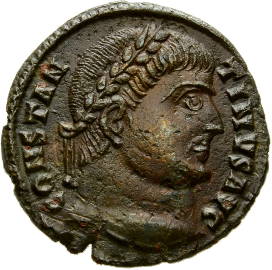 RIC VII Alexandria 34 Constantine I obverse, Head of Constantine I, laureate, right