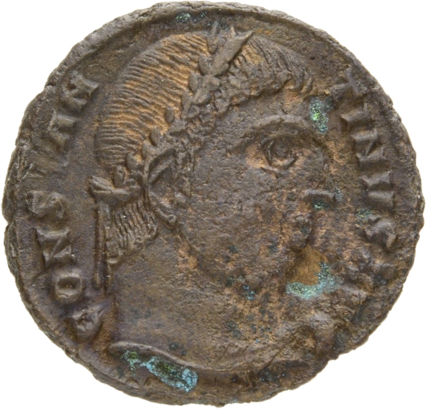 Constantine I obverse — Head of Constantine I, laureate, right