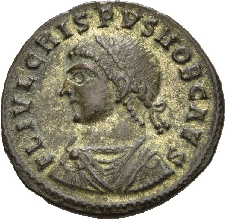 RIC VII Alexandria 35 Constantine I obverse, Bust of Crispus, laureate, draped, cuirassed, left
