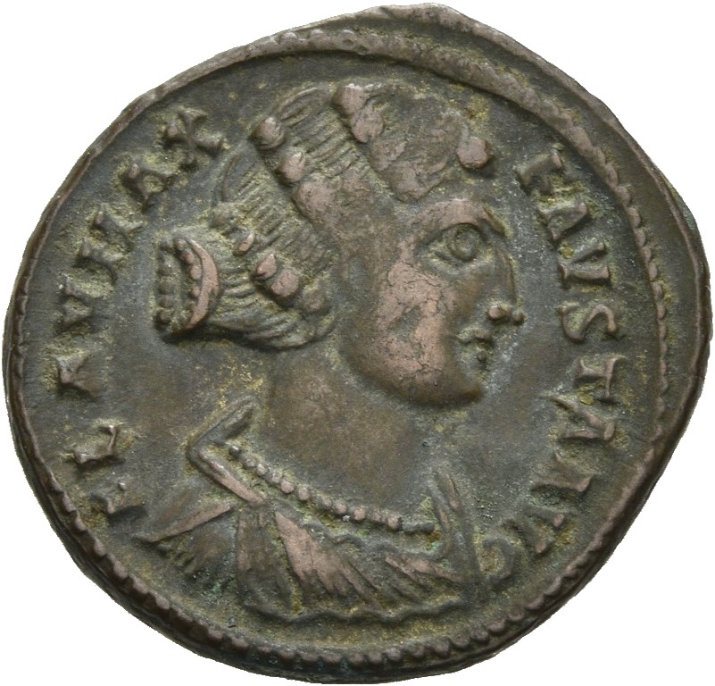 RIC VII Alexandria 40 Constantine I obverse, Bust of Fausta, waved hair, mantled, right