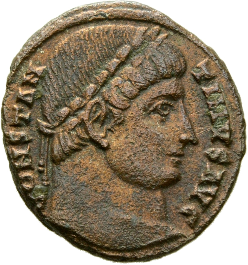 RIC VII Alexandria 49 Constantine I obverse, Head of Constantine I, laureate, right