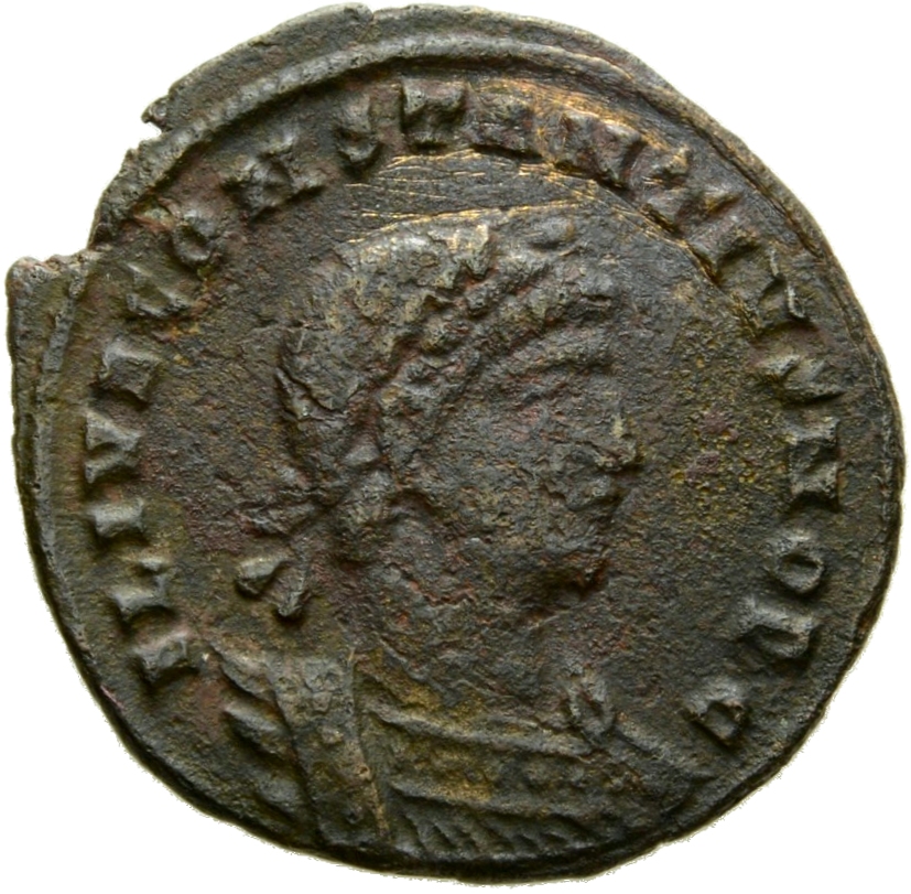 RIC VII Alexandria 60 Constantine I obverse, Bust of Constantius II, laureate, cuirassed, right