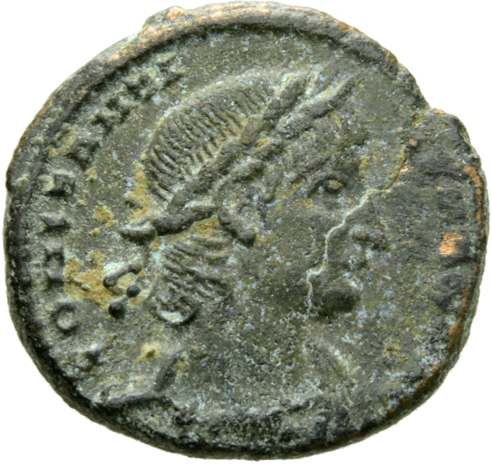 RIC VII Alexandria 66 Constantine I obverse, Bust of Constantine II, laureate, cuirassed, right