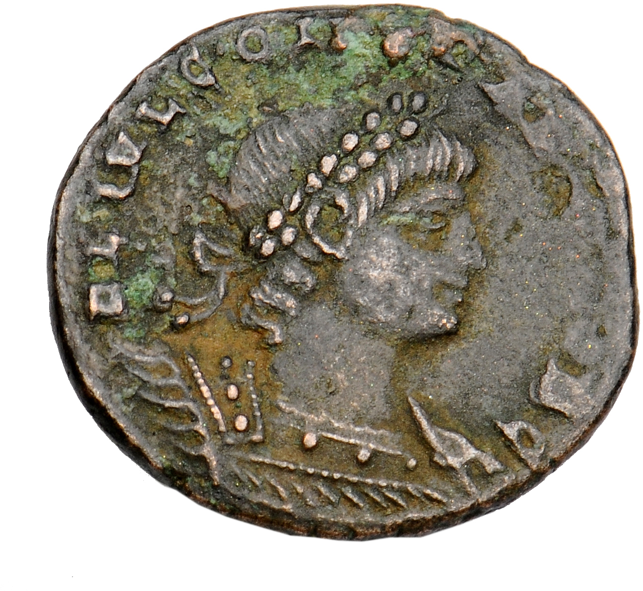 Constantine I obverse — Bust of Constantius II, laureate, cuirassed, right