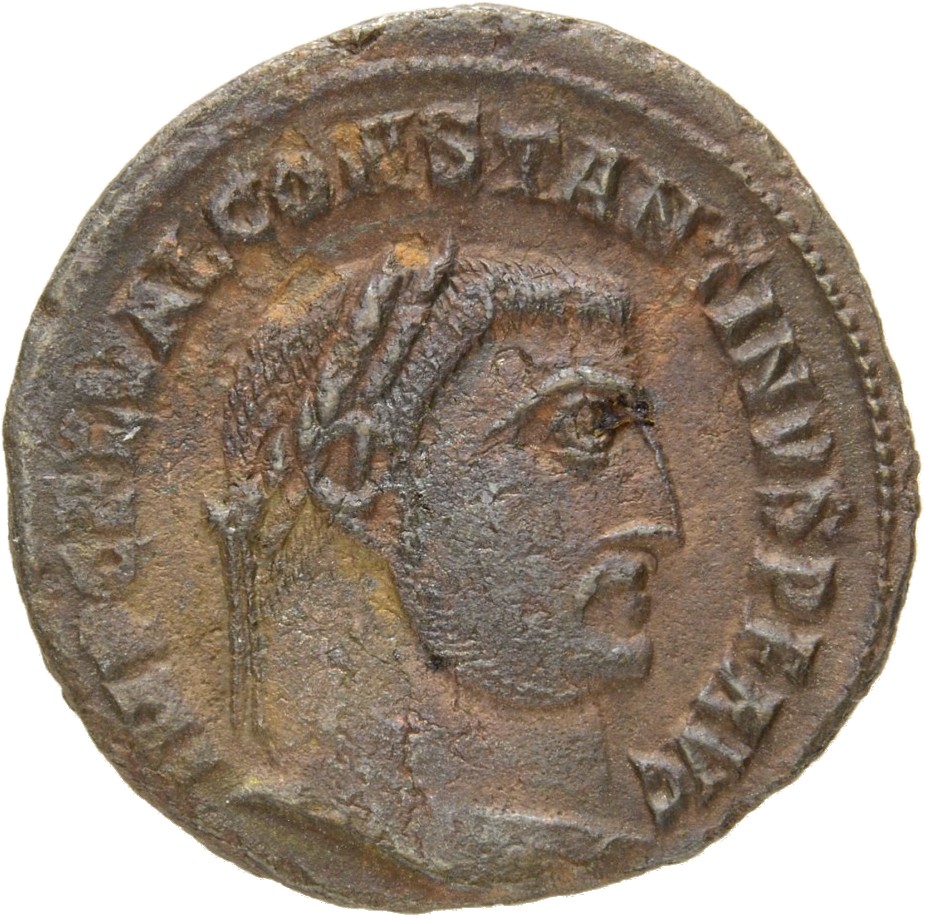 RIC VII Alexandria 9 Licinius obverse, Head of Constantine I, laureate, right
