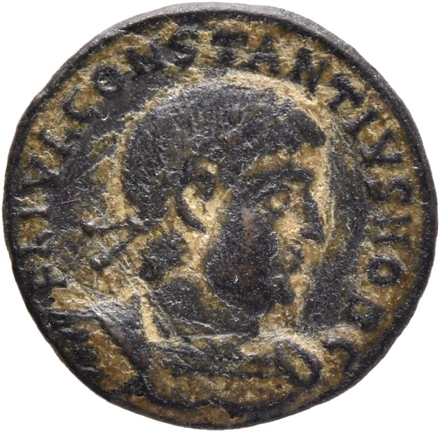 RIC VII Antioch 110 Constantine I obverse, Bust of Constantius II, laureate, cuirassed, right