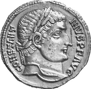 Constantine I obverse — Head of Constantine I, laureate, right