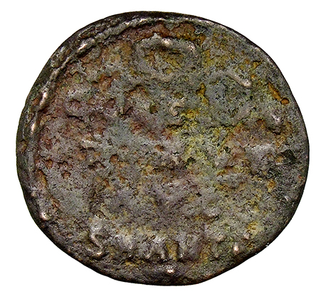 RIC VII Antioch 57 Constantine I reverse, CONSTAN/TINVS / AVG; above, wreath