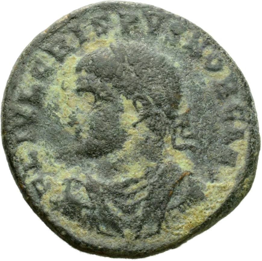 Constantine I obverse — Bust of Crispus, laureate, draped, cuirassed, left